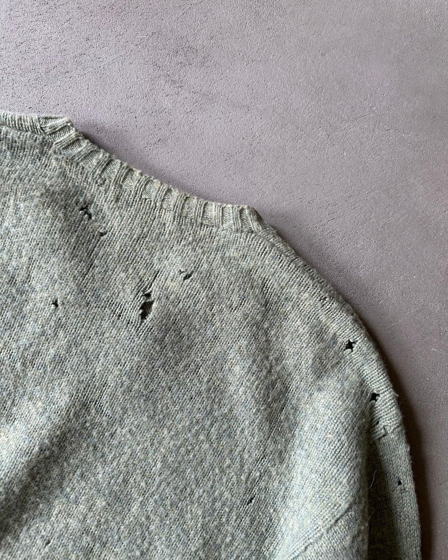 1990s - Distressed Mint J.Crew Argyle Sweater - XL