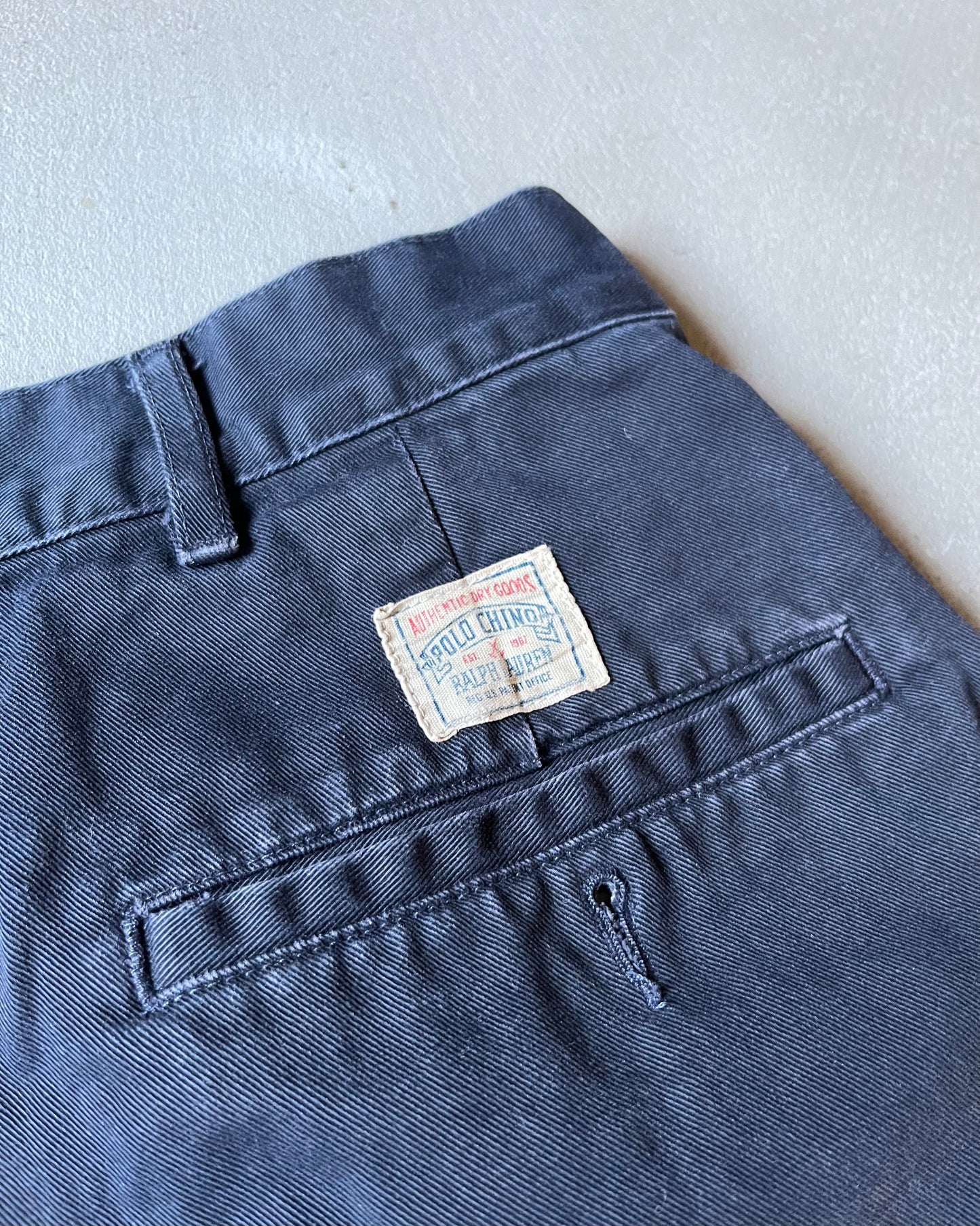1990s - Distressed Navy Polo Chinos - 34x31
