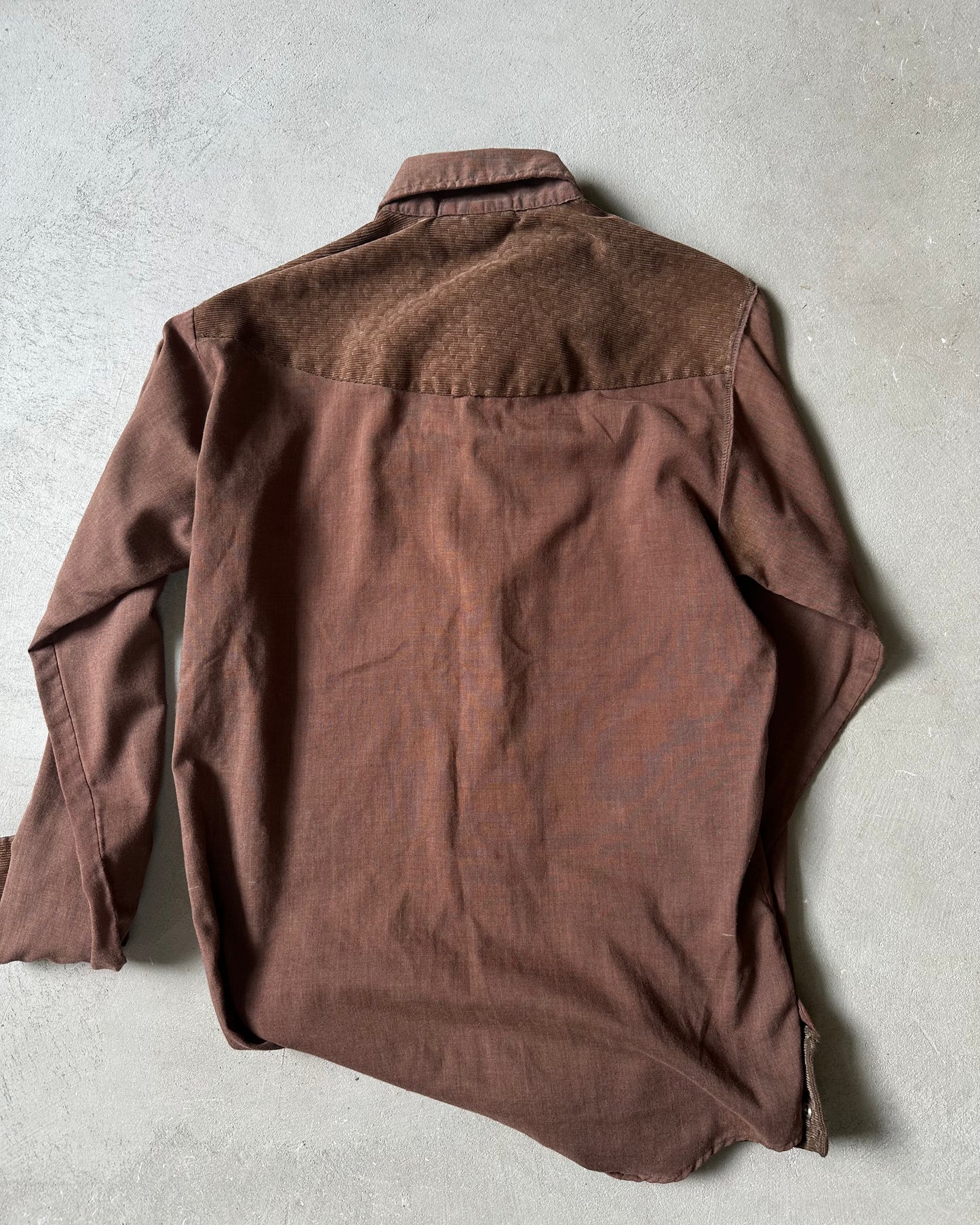 1970s - Distressed Brown Western Shirt - S/M