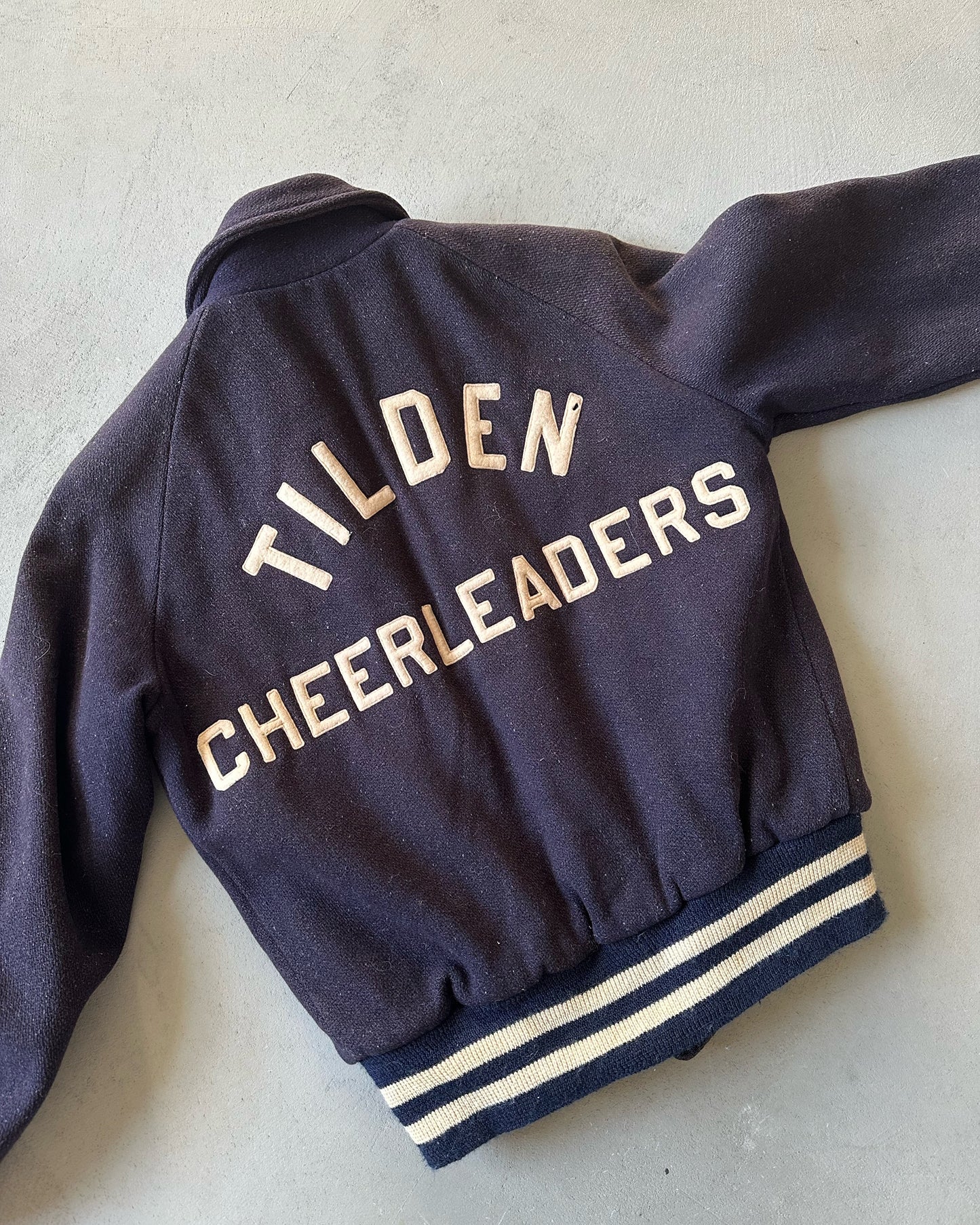 1960s - Distressed Navy Tilden Wool Varsity Jacket - XS/S