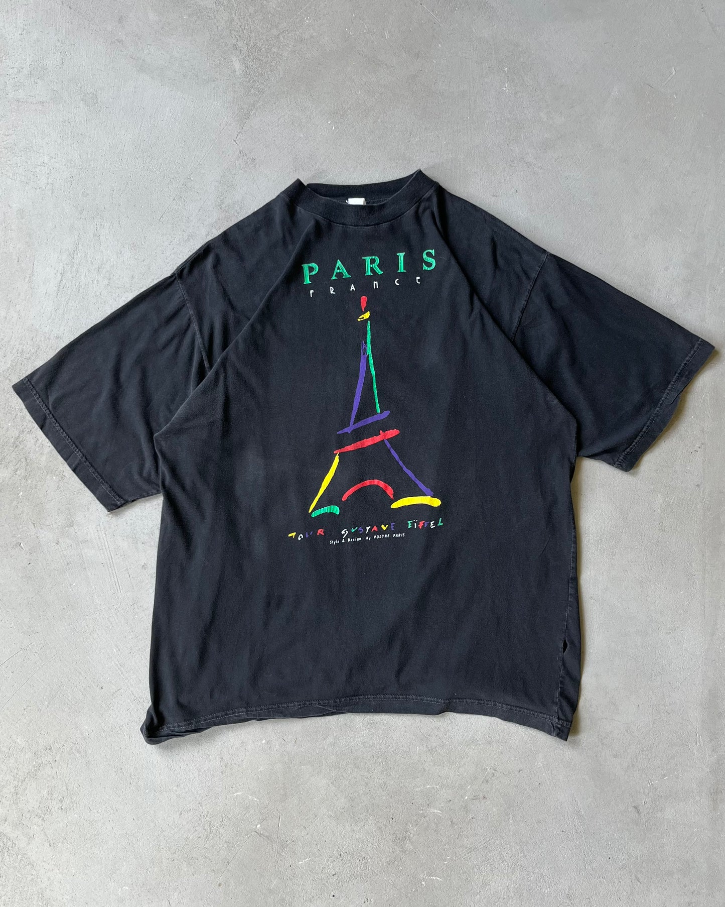 1990s - Black Paris T-Shirt - M/L