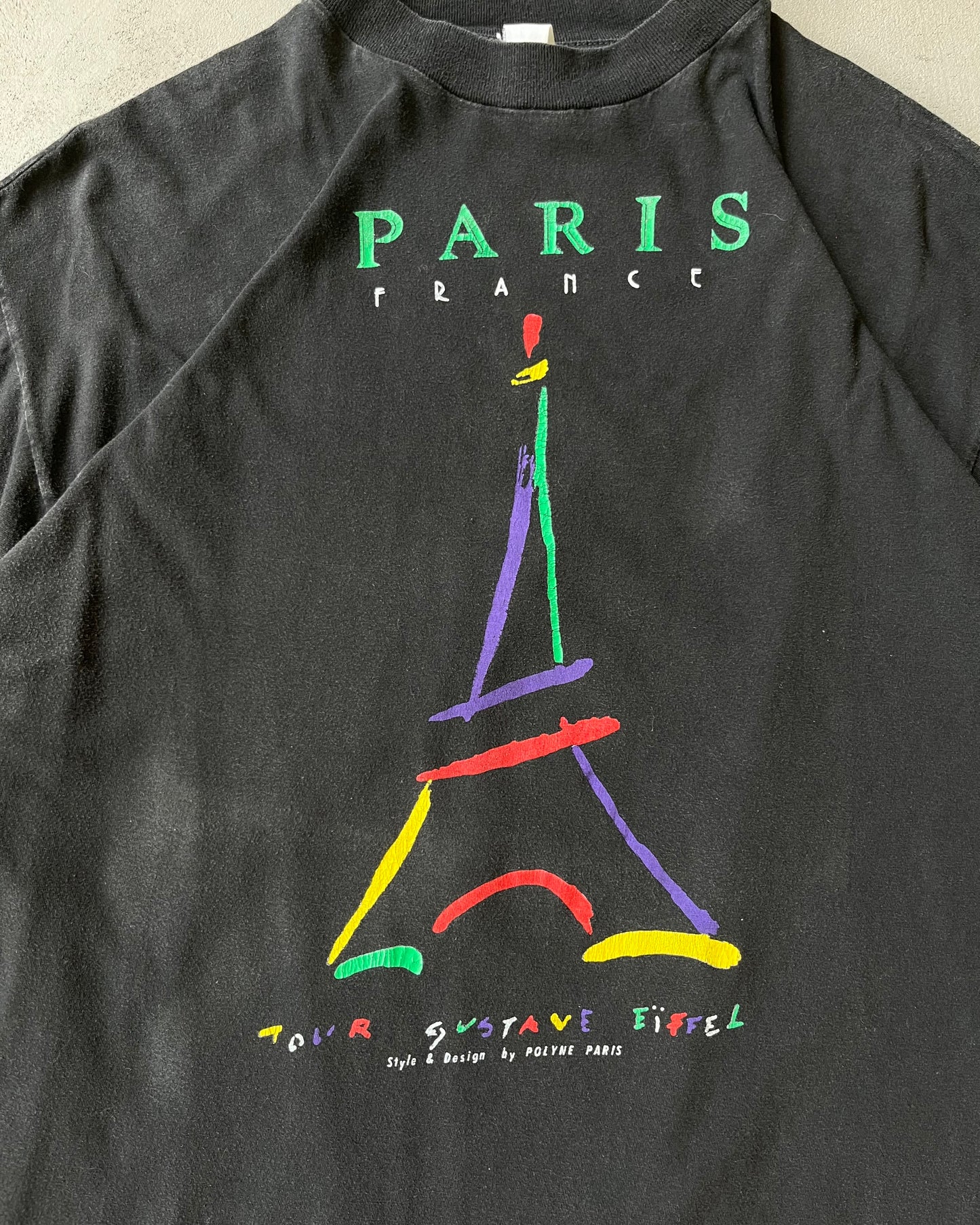 1990s - Black Paris T-Shirt - M/L
