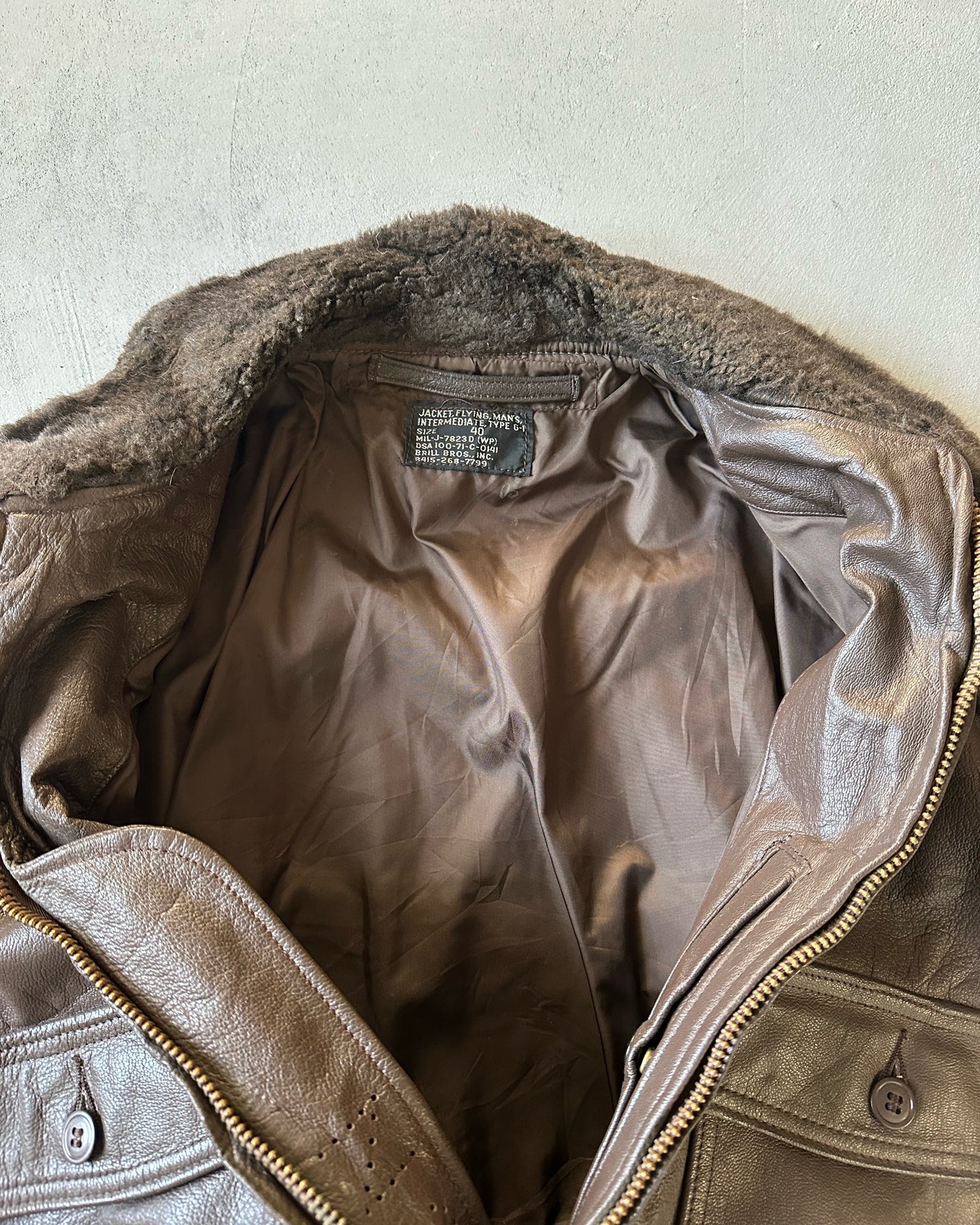 1970s - Distressed Brown USN Aviator Leather Jacket - S