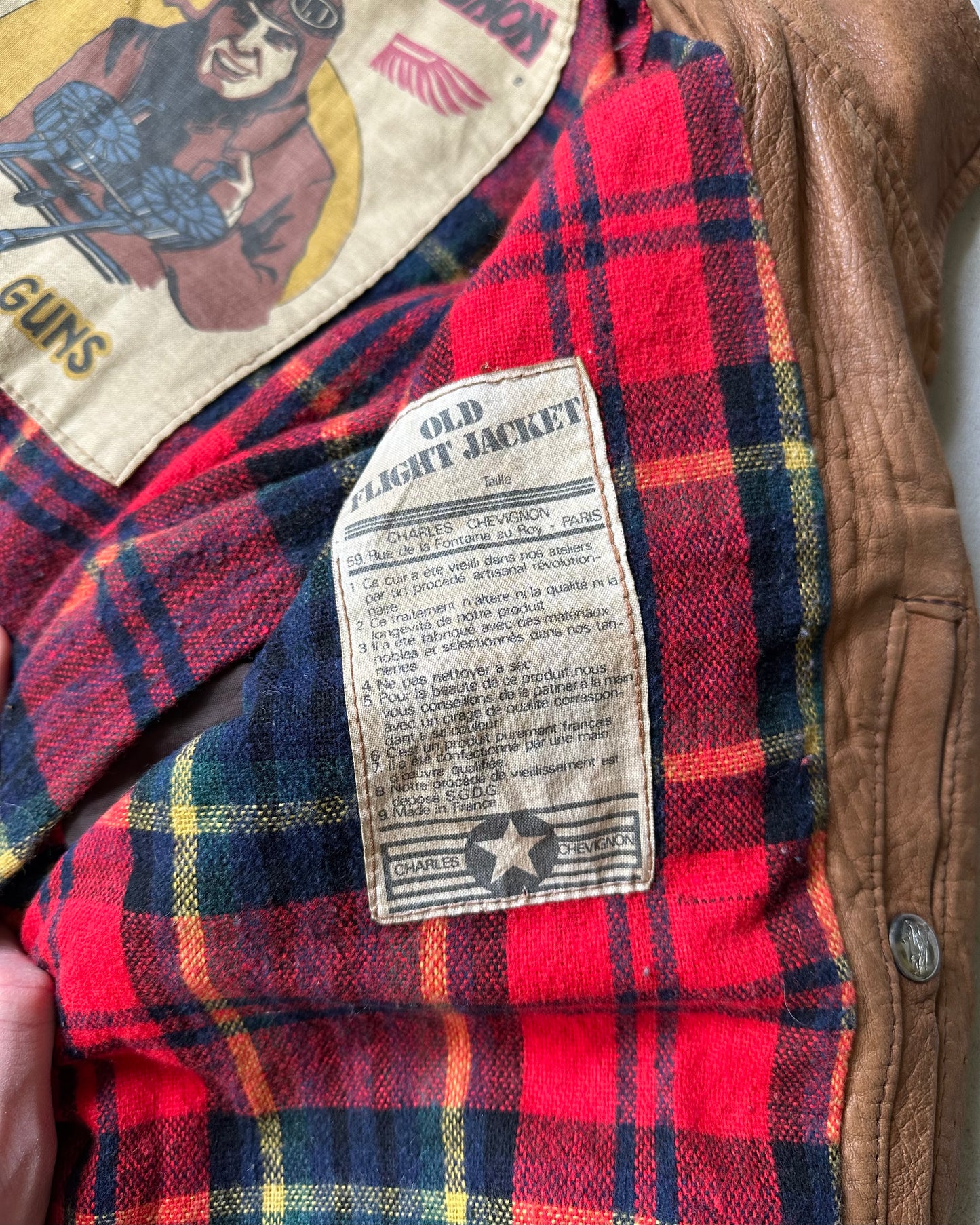 1980s - Distressed Brown Chevignon Aviator Leather Jacket - M