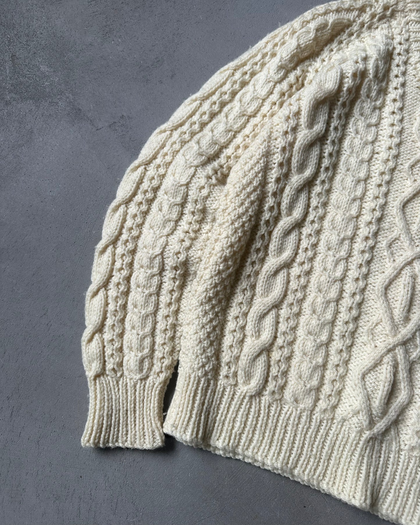 1970s - Cream Handknit Sweater - S