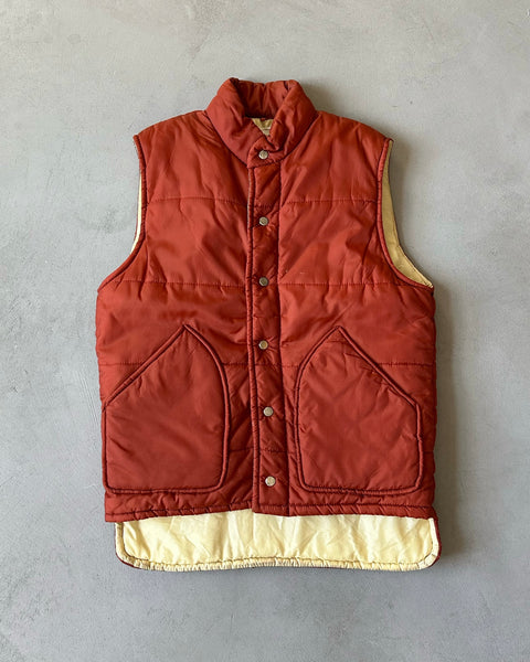 1980s - Orange Puffer Vest - S