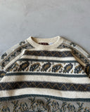 1990s - Cream/Charcoal Paisley Sweater - M