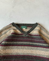 1990s - Green/Beige Stripped Wool Sweater - (W)L