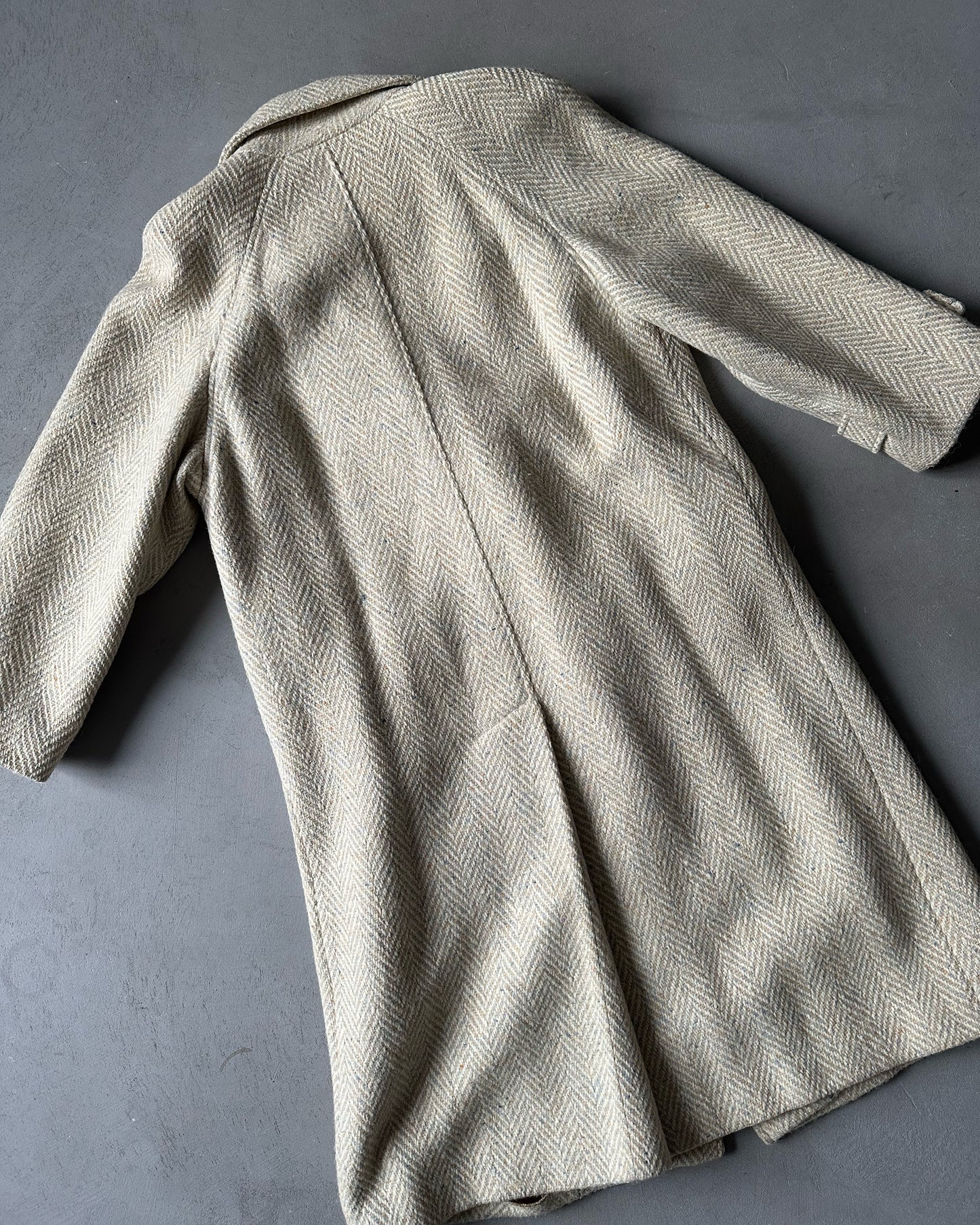 Années 80 - Manteau en tweed irlandais crème pour femme - (F)M