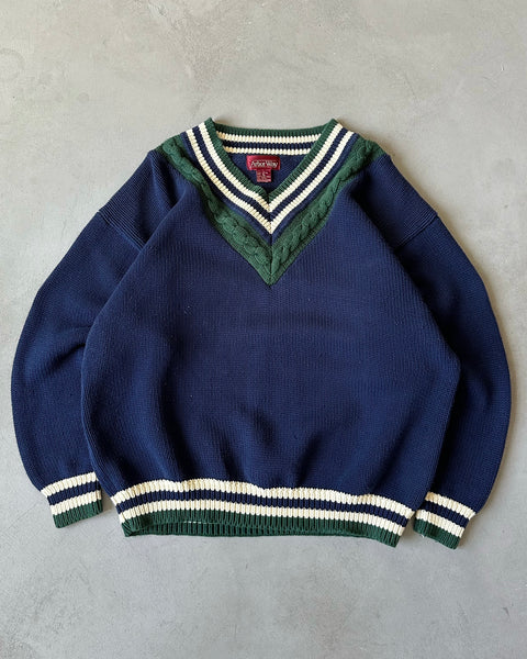 1990s - Navy/Green Golf Sweater - XL