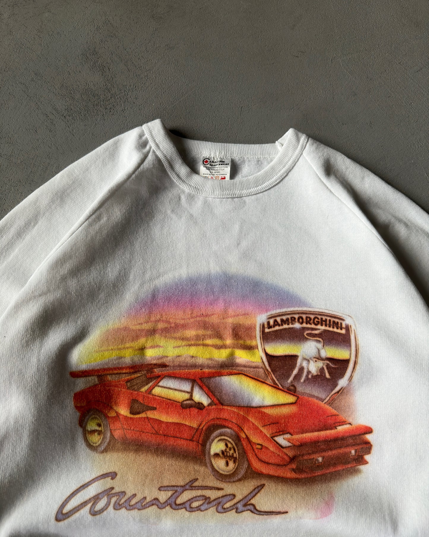 1980s - White Lamborghini Countach Crewneck - M