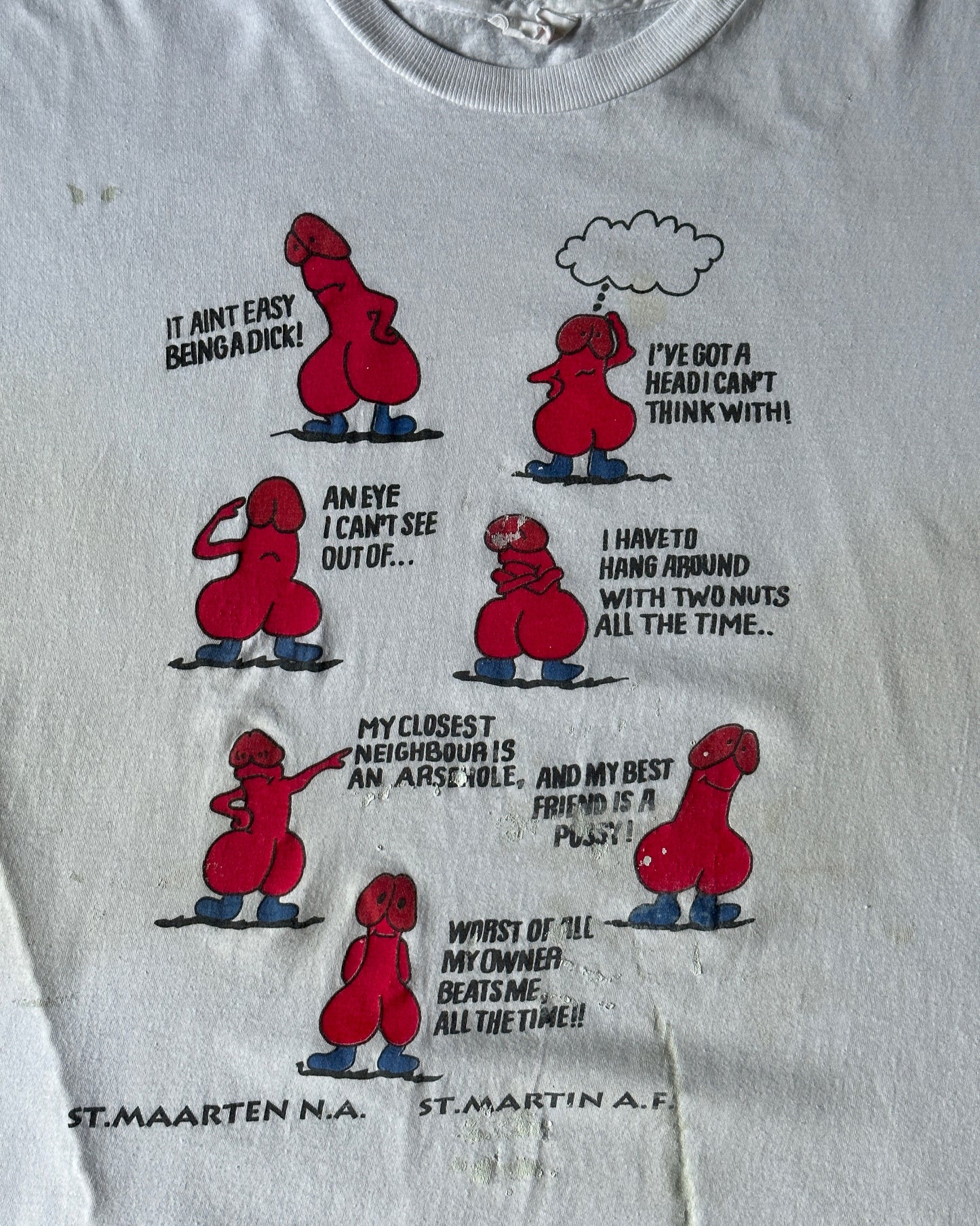 1980s - White "DICK" T-Shirt - L