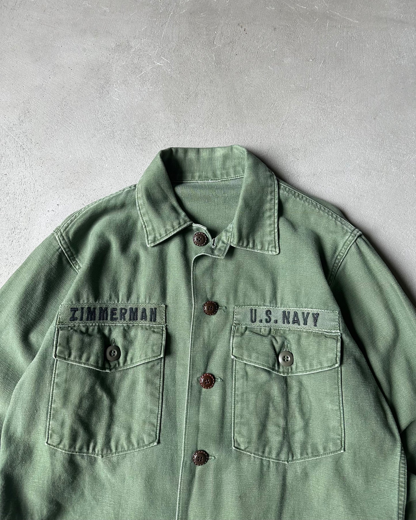 1970s - Green OG-107 Military Shirt - M