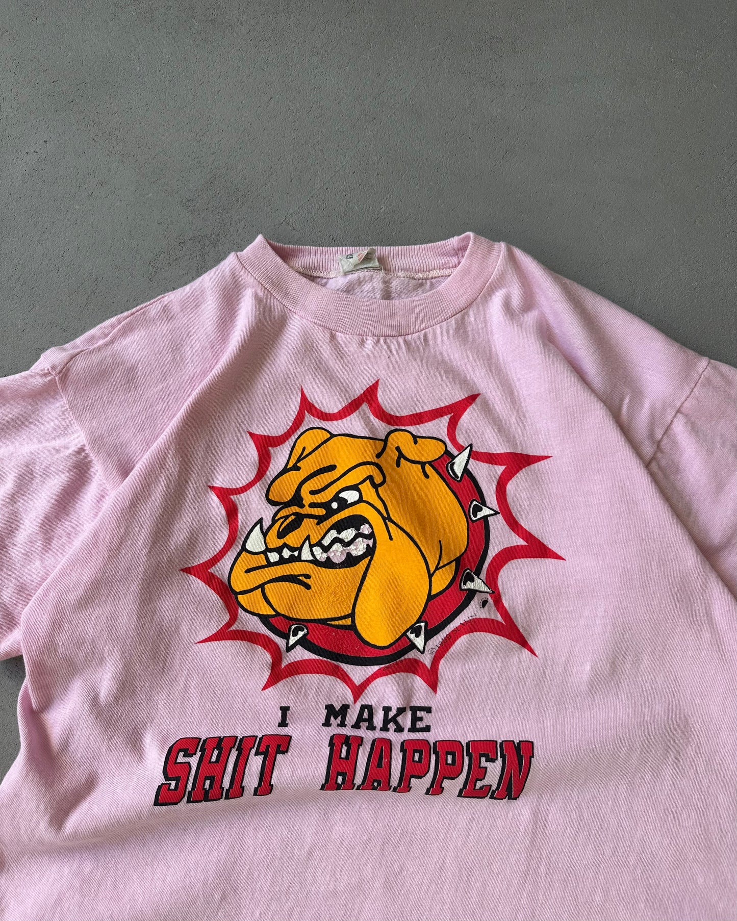 Années 80 - T-shirt rose "I Make Shit Happen" - T.P.