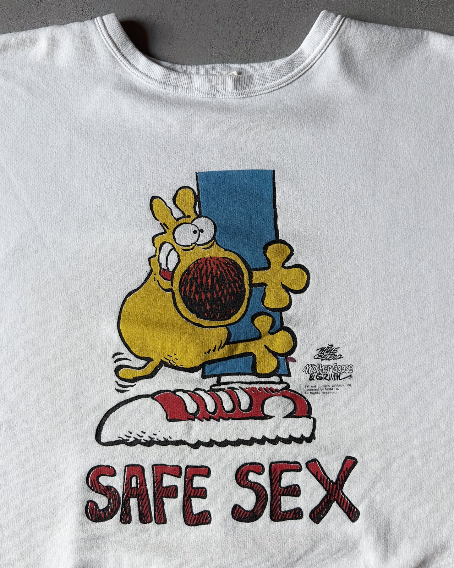 1980s - White "SAFE SEX" Crewneck - S/M