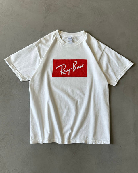 1990s - White Ray-Ban T-Shirt - L
