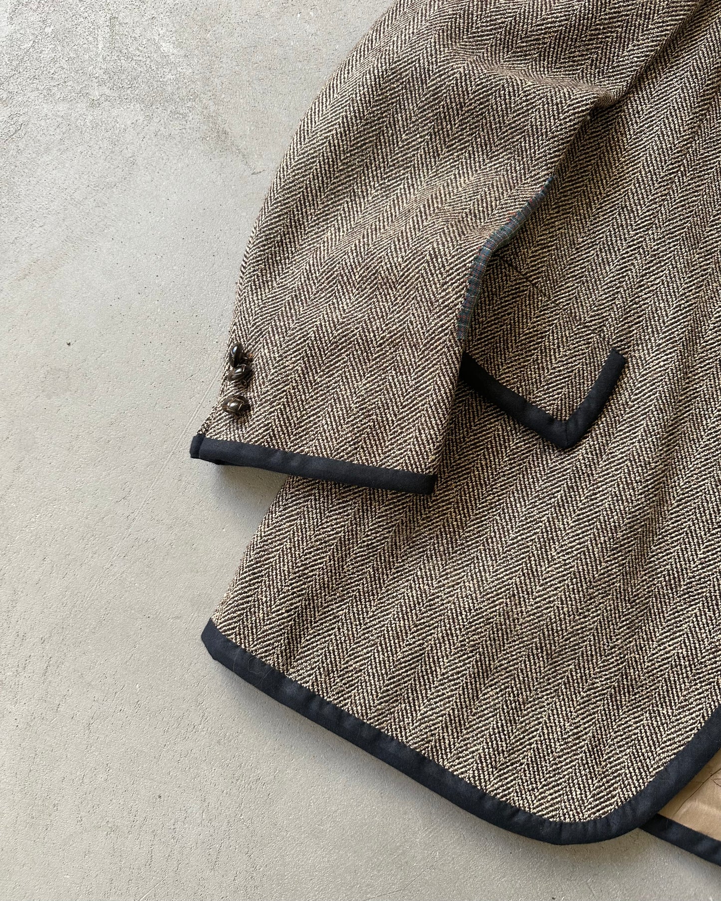 1970s - Brown/Navy Patchwork Tweed Blazer - 46