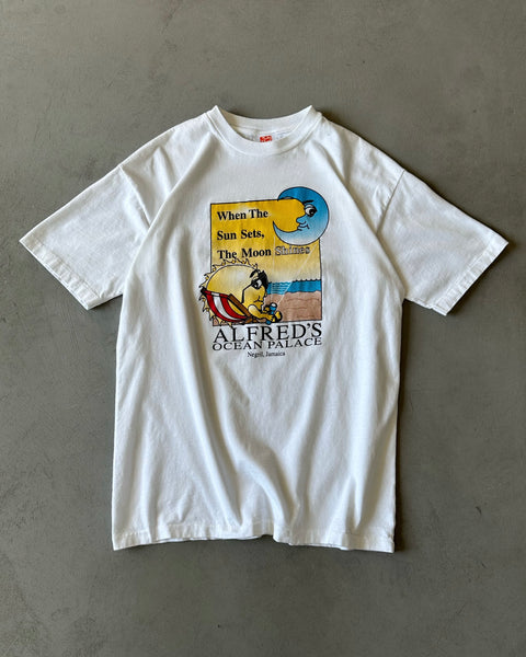 1990s - White "The Moon Shines" T-Shirt - M