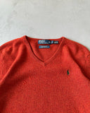 1990s - Burnt Orange Polo RL Lambswool Sweater - L