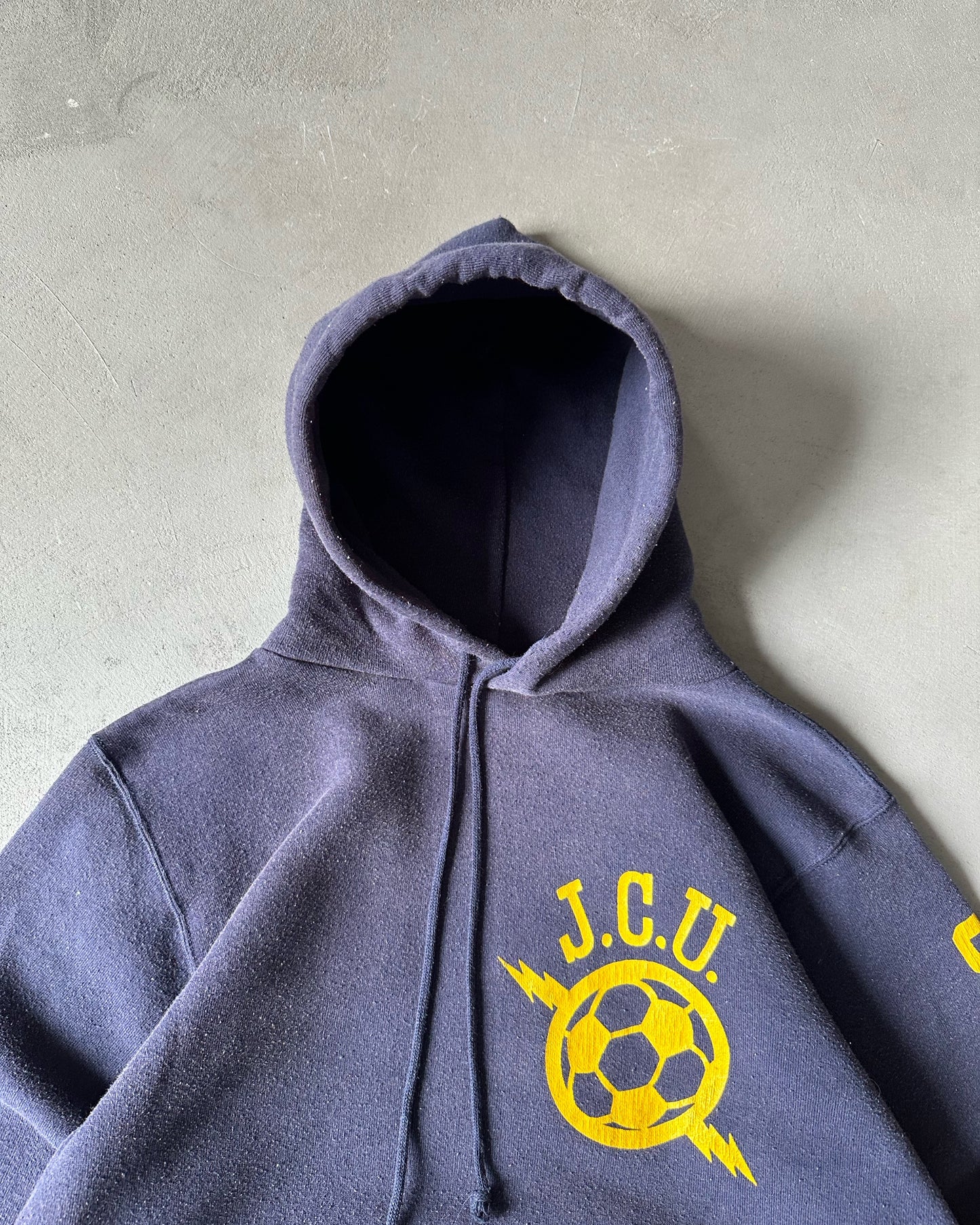 1980s - Faded Navy "Soccer" Russell Hoodie - S