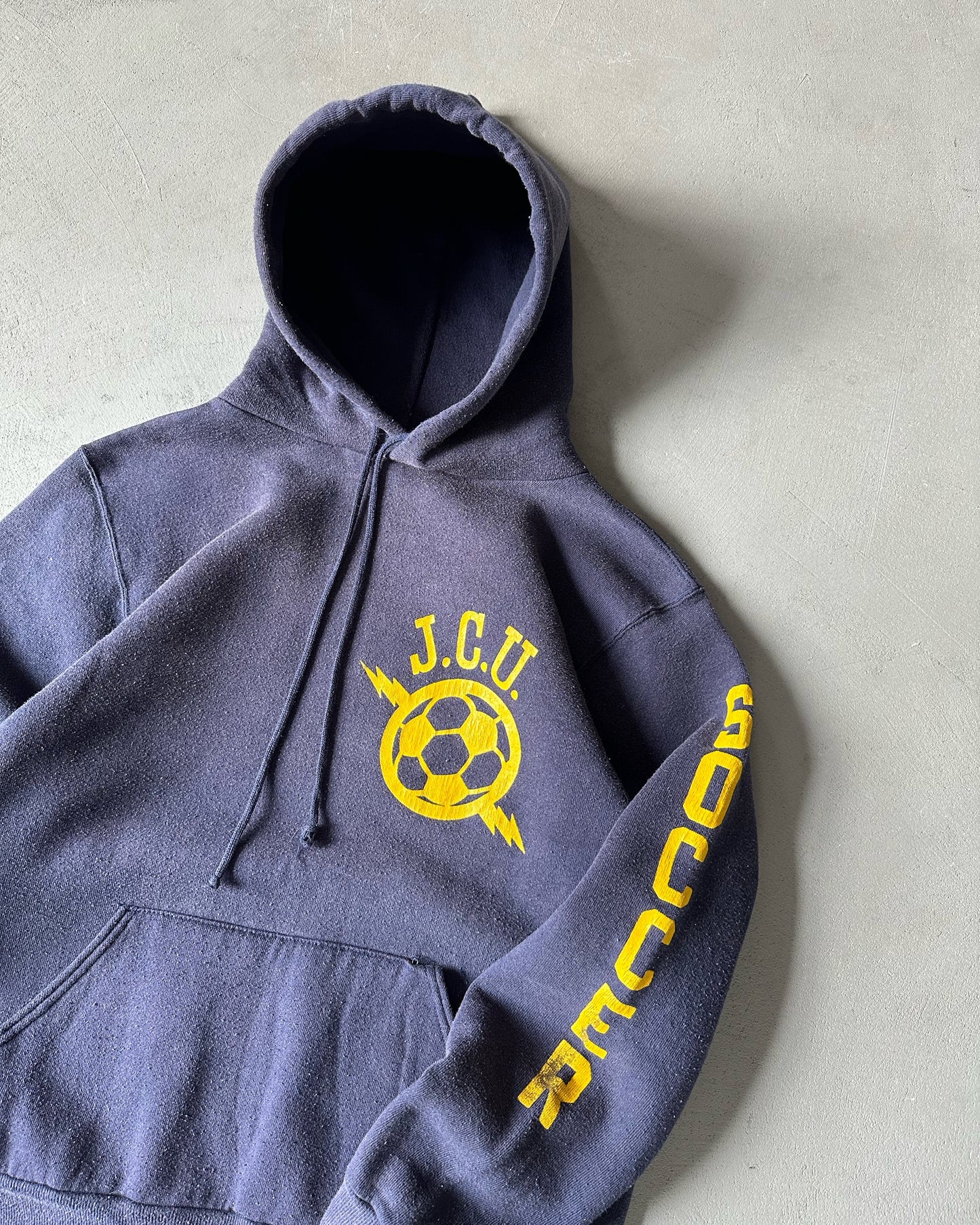 1980s - Faded Navy "Soccer" Russell Hoodie - S