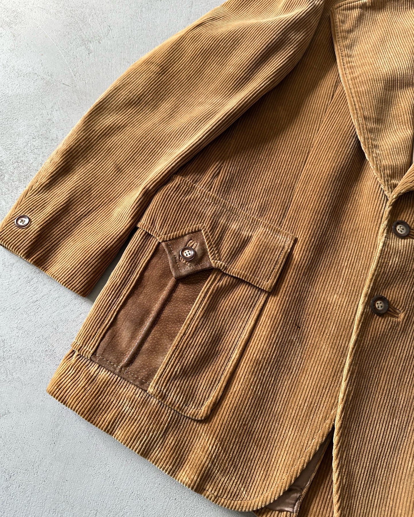 1970s - Light Brown Corduroy Blazer Jacket - 40