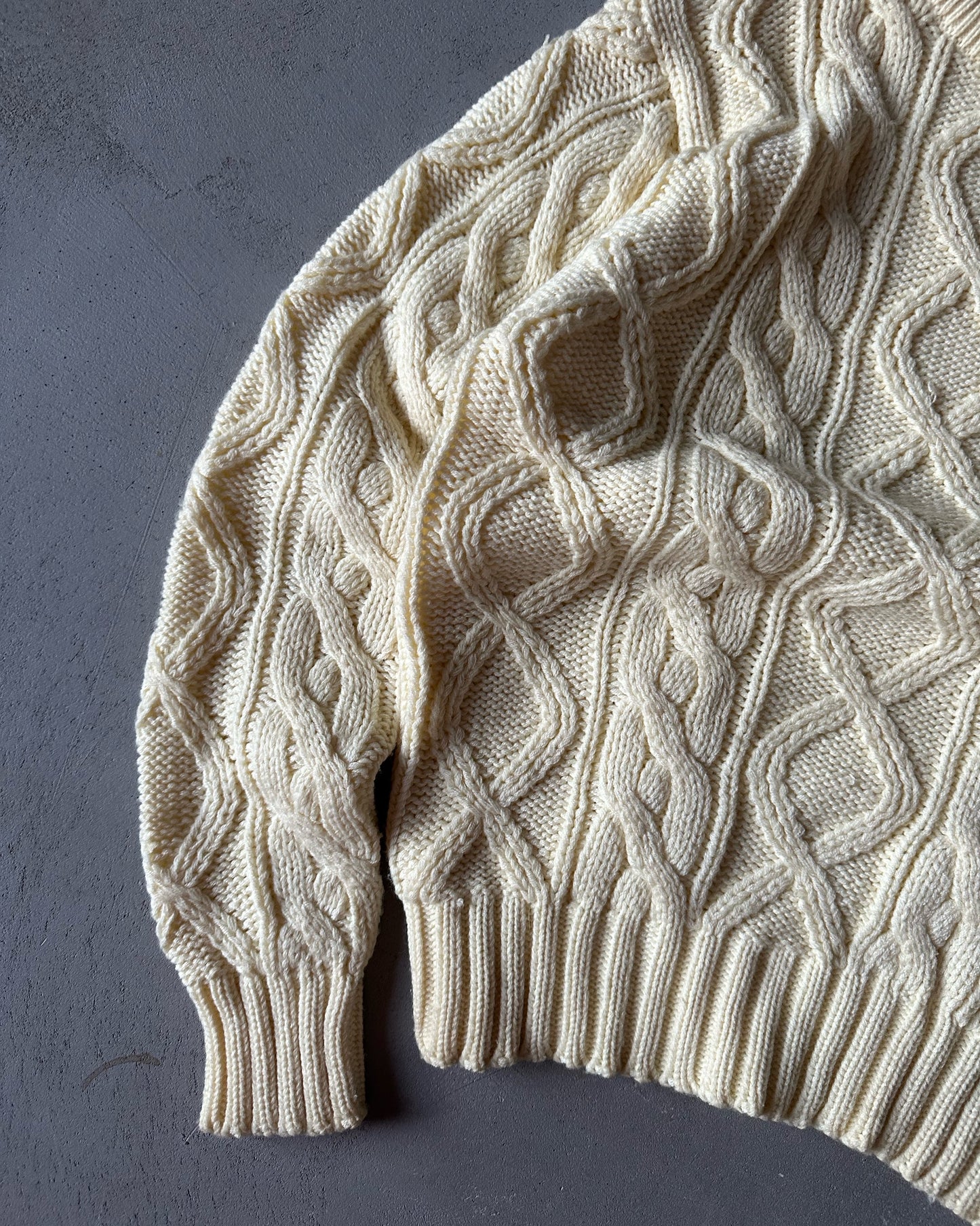 1970s - Cream Sears Cableknit Sweater - XS