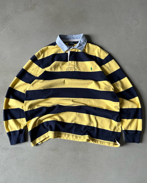 1990s - Yellow/Navy Polo RL Rugby Shirt - XXL