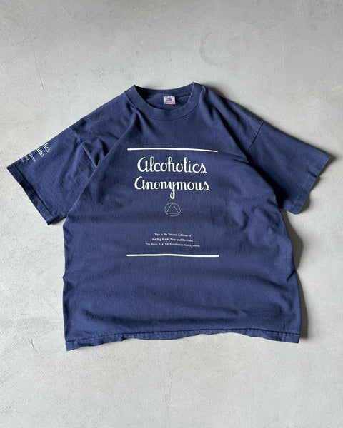 1990s - Navy "Alcoholics Anonymous" T-Shirt - L