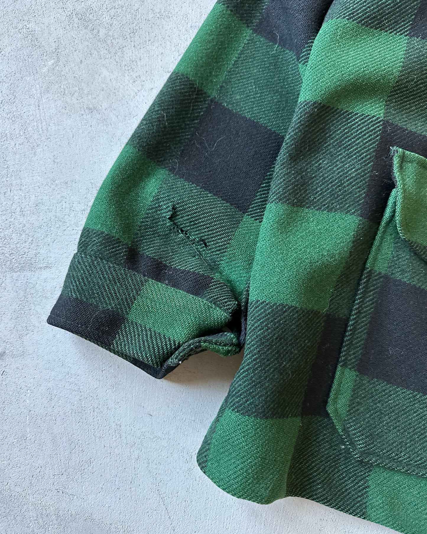 1970s - Green/Black Pendleton Plaid Wool Shacket - L