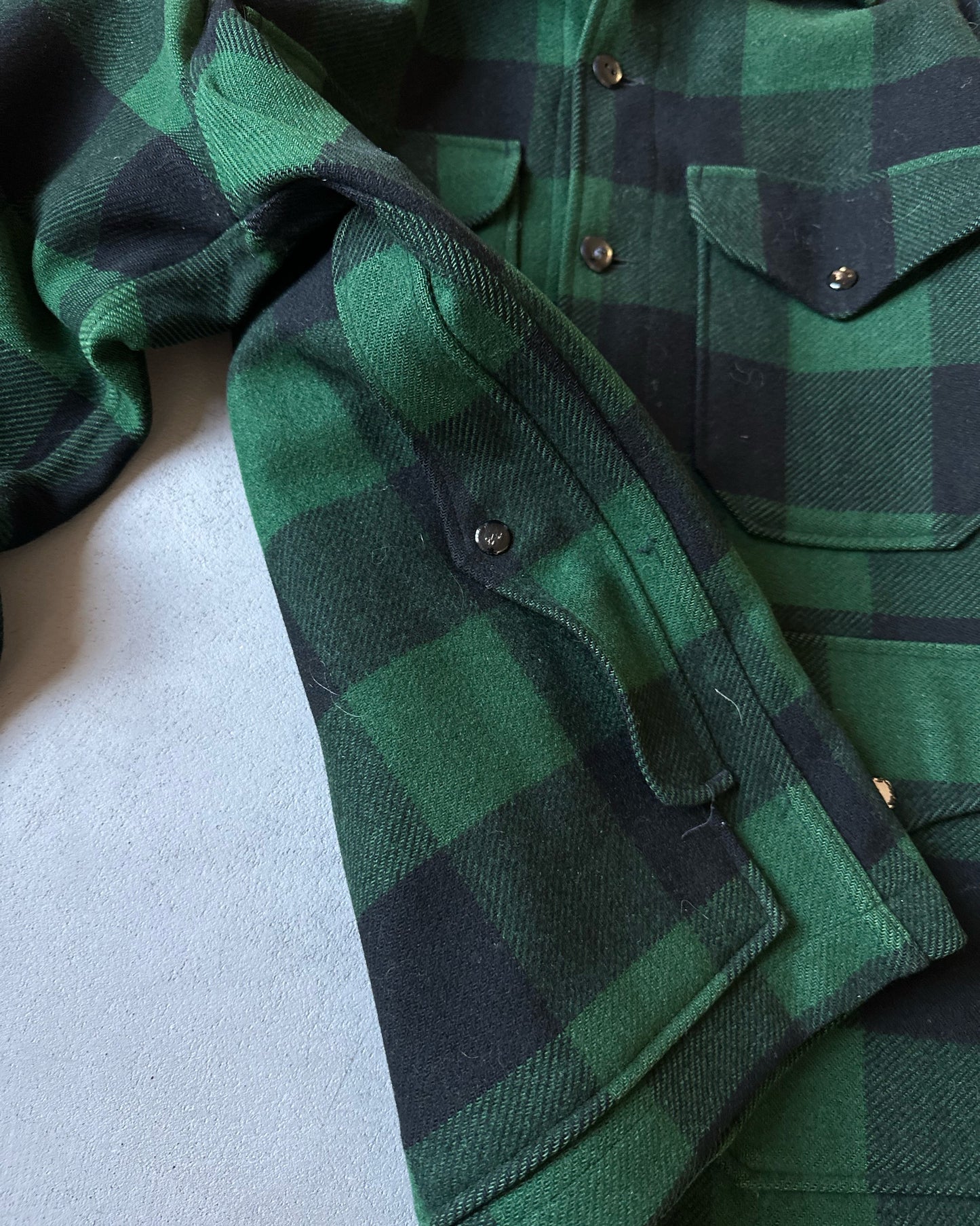 1970s - Green/Black Pendleton Plaid Wool Shacket - L