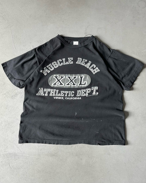 1990s - Faded Black "Muscle Beach" T-Shirt - M/L