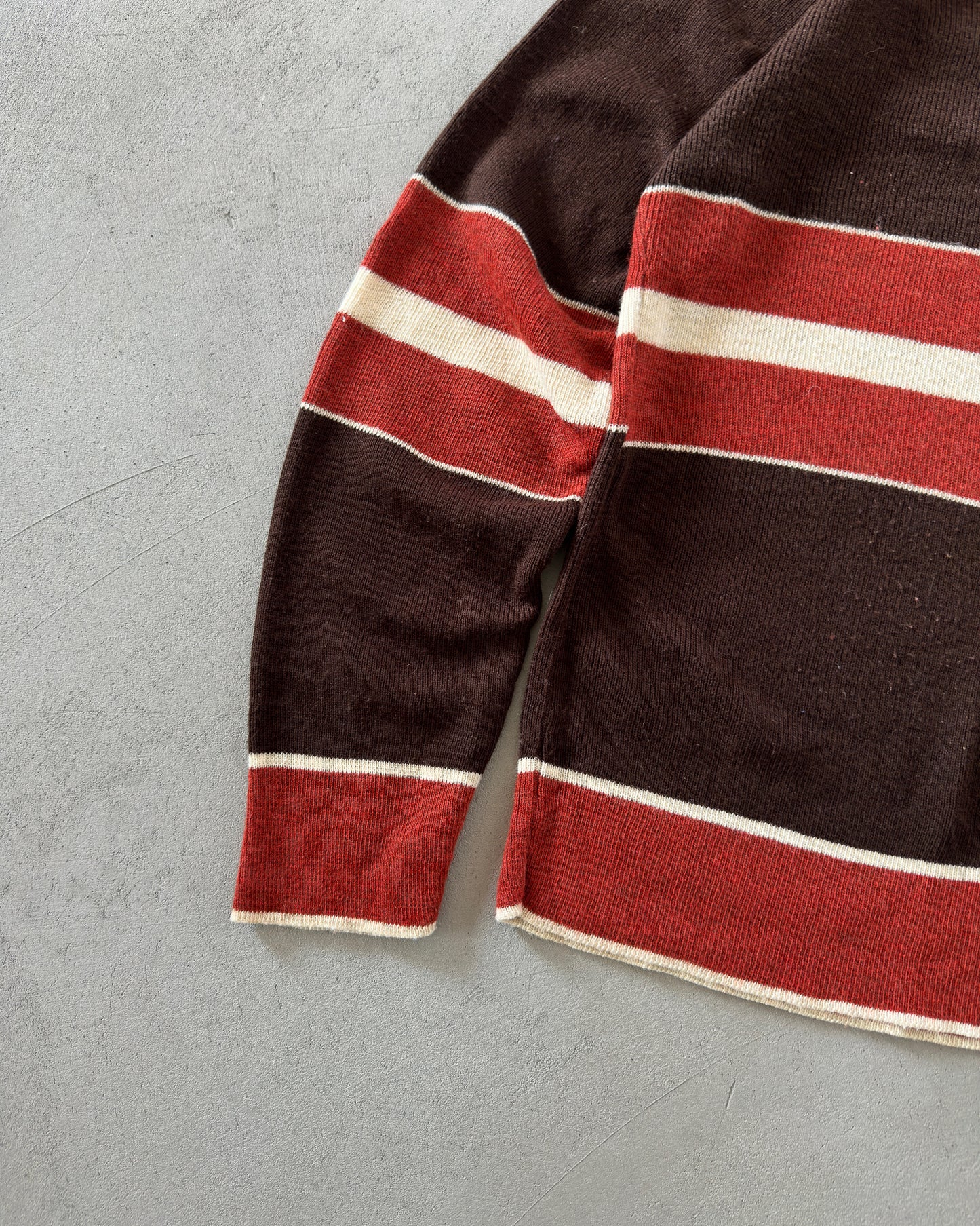 1980s - Brown/Orange Montgomery Orlon Polo Sweater - M