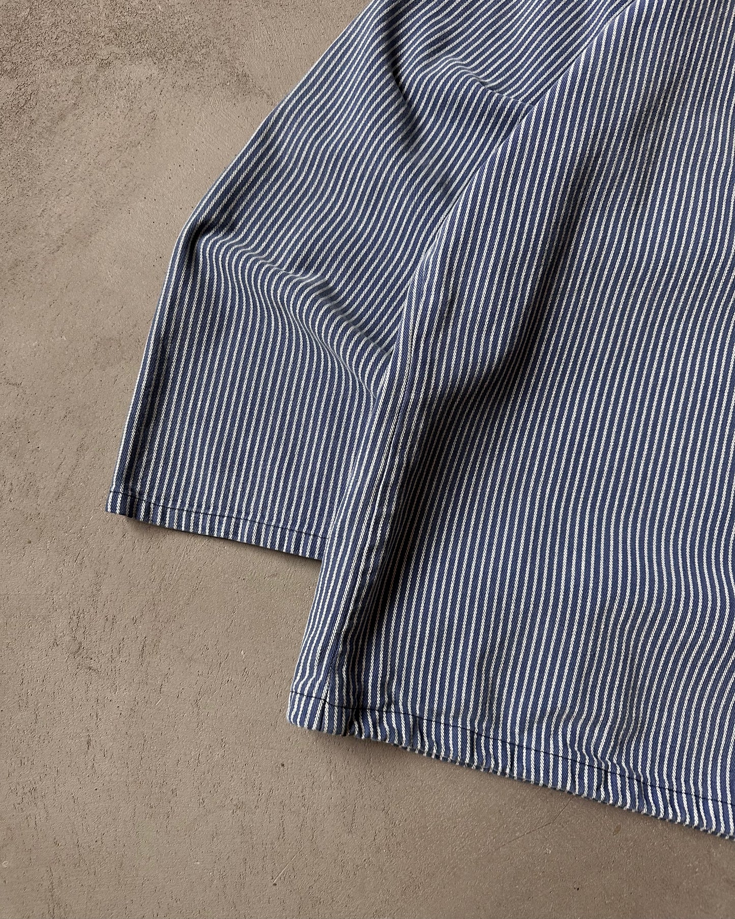 1970s - Blue/White Striped Fisherman Overshirt - M/L