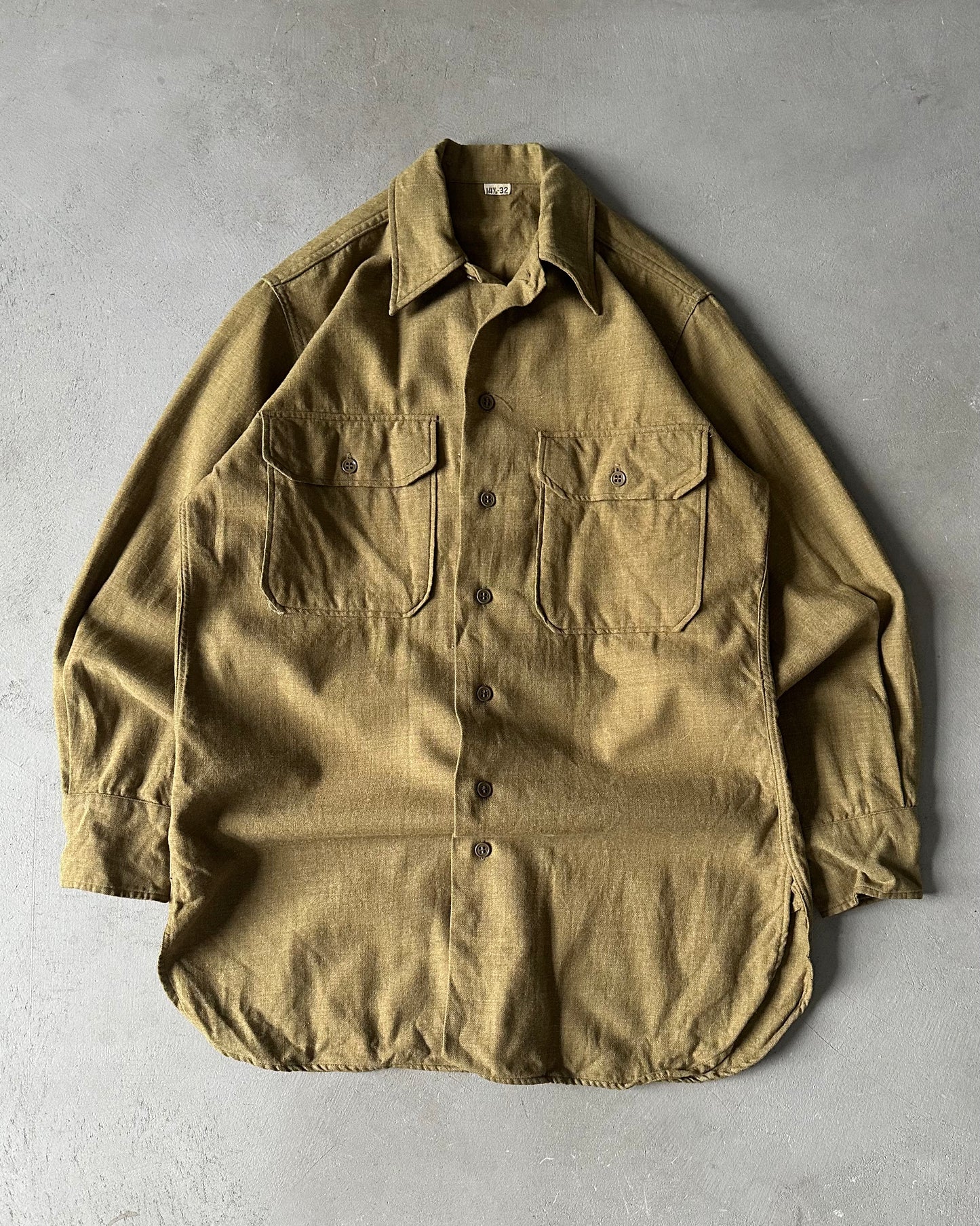 1950s - Olive Military Wool Shirt - S