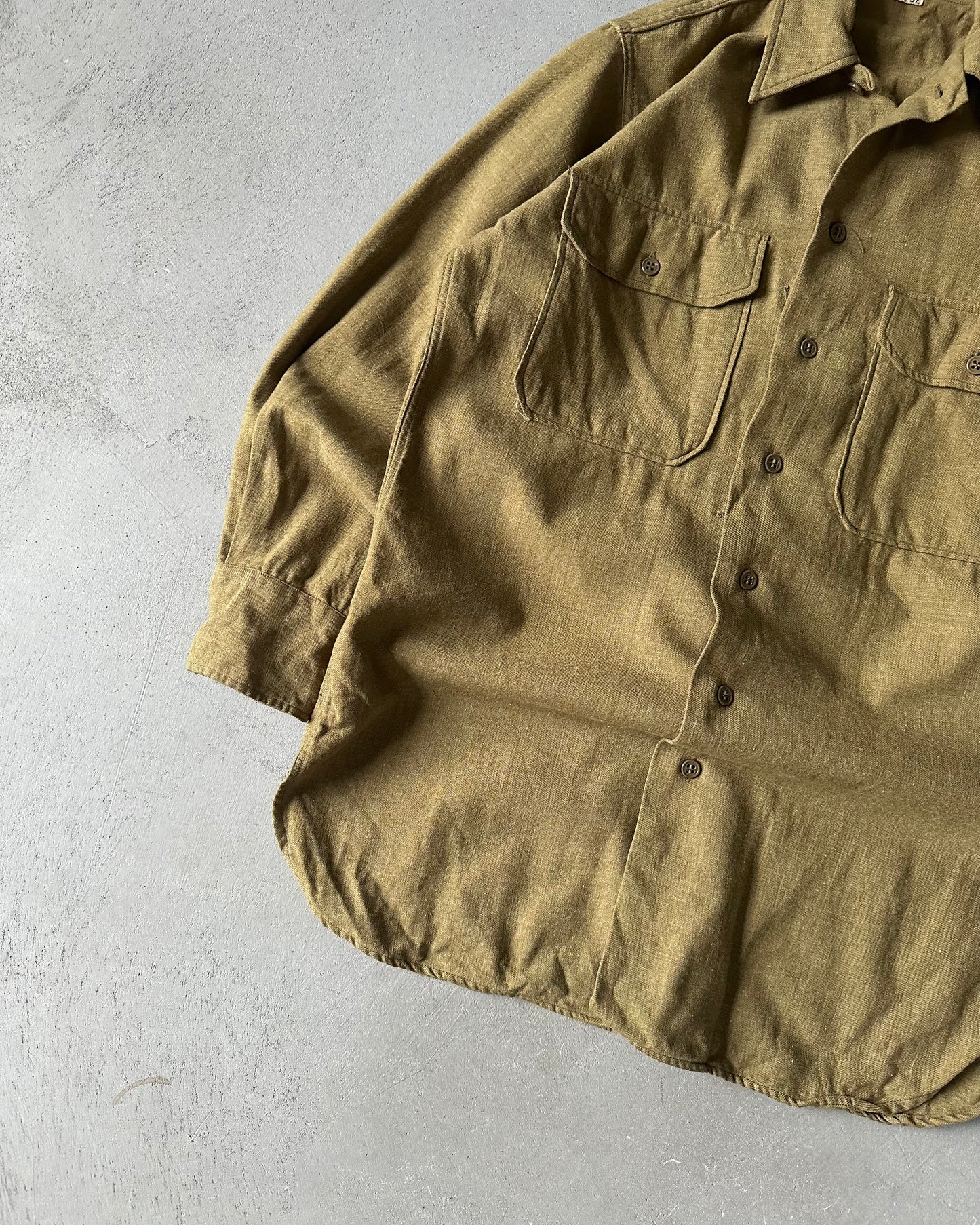 1950s - Olive Military Wool Shirt - S