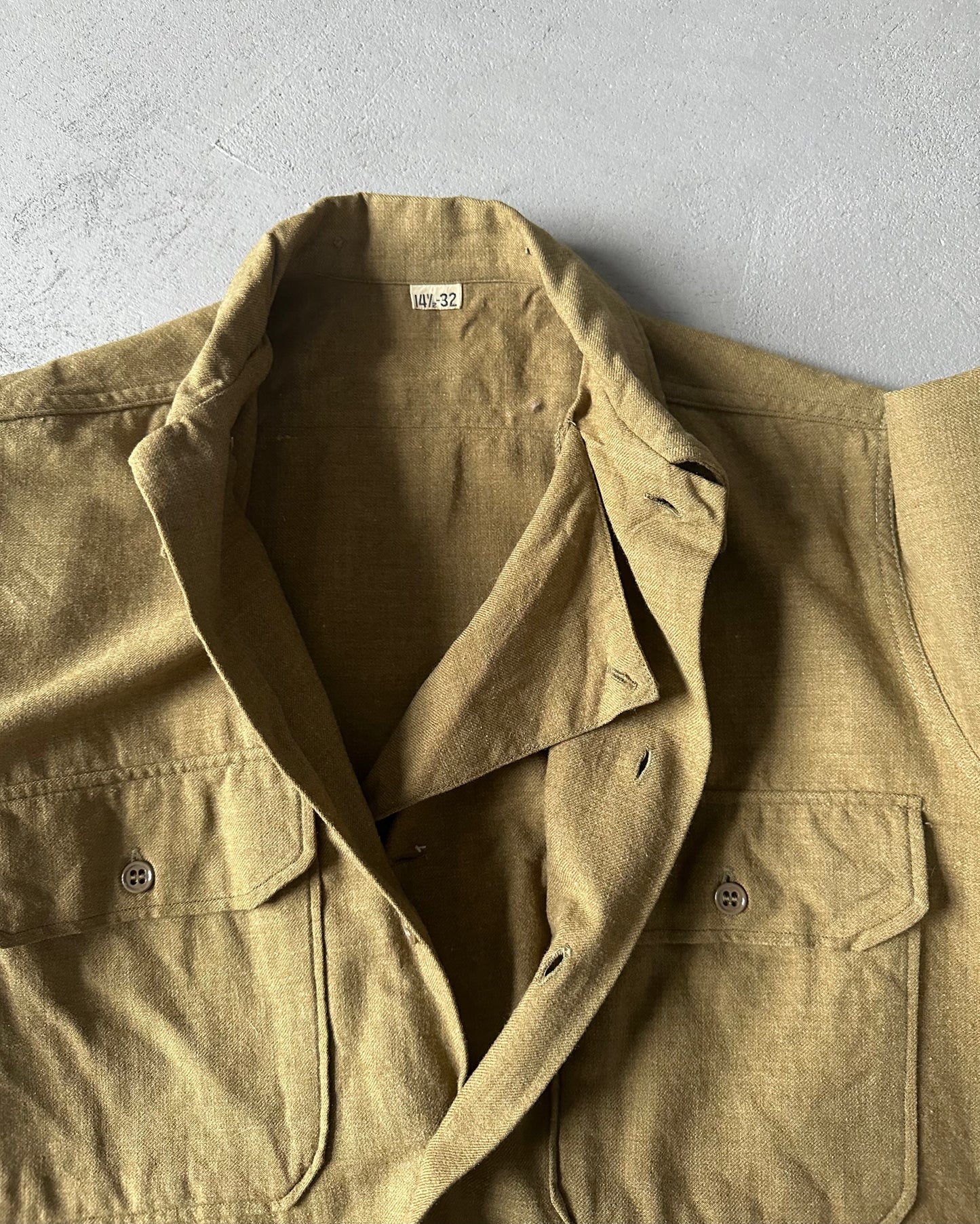 1950s - Olive Military Wool Shirt - S