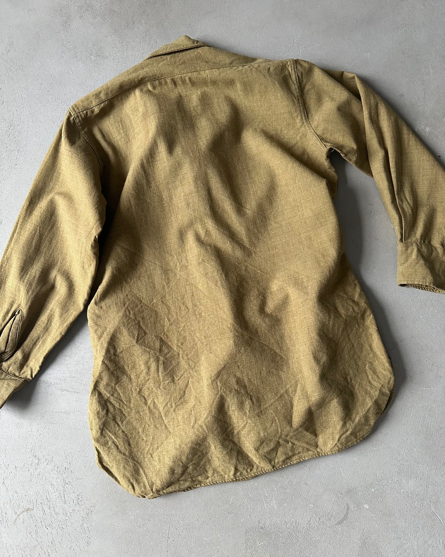 1950s - Olive Military Wool Shirt - S