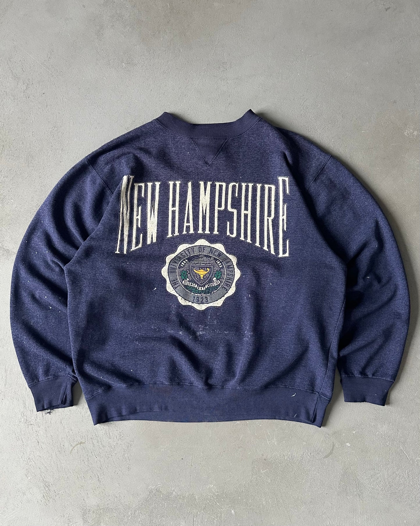 1980s - Distressed Navy New Hampshire Crewneck - L