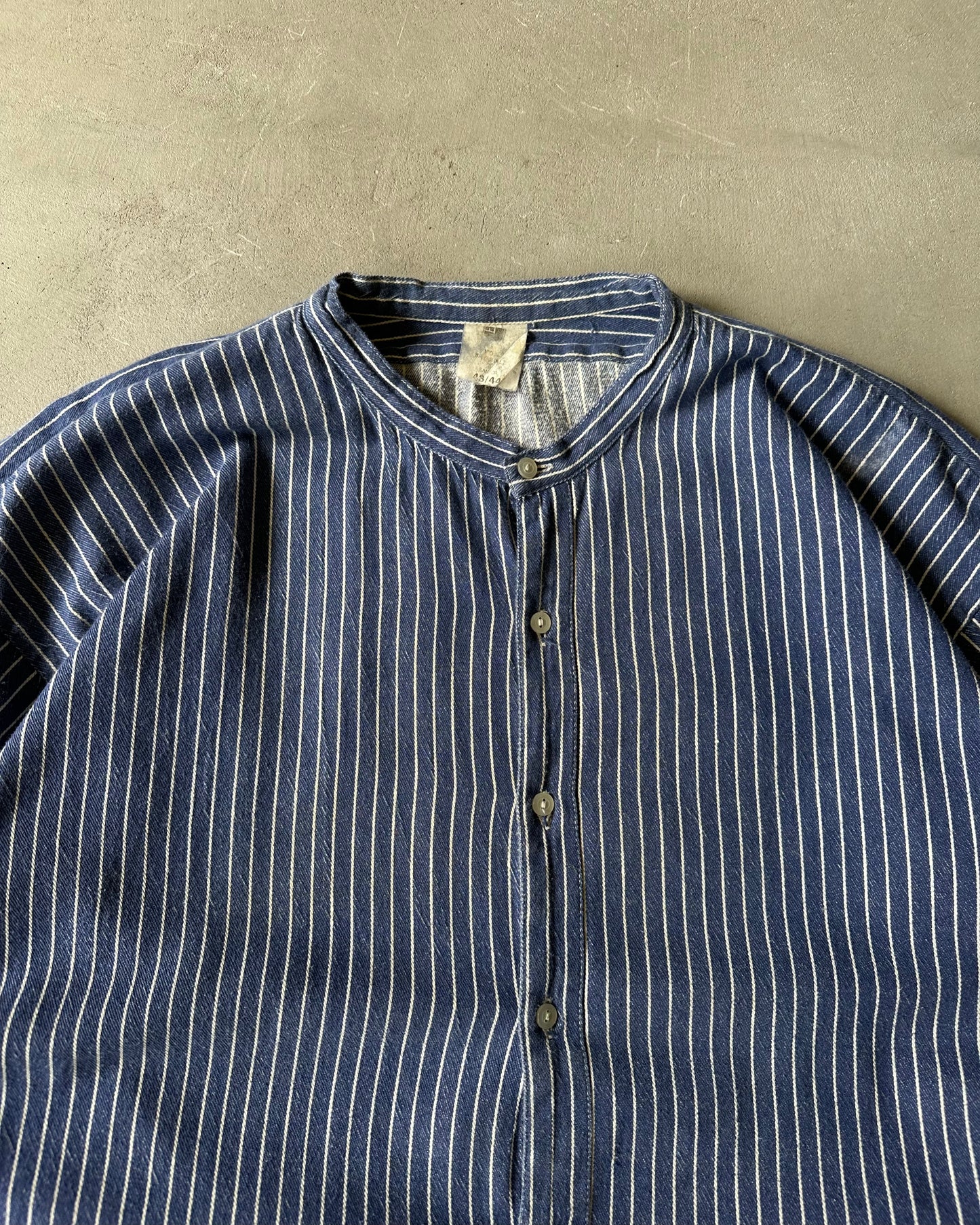 1980s - Blue Striped Euro Fisherman Shirt - L