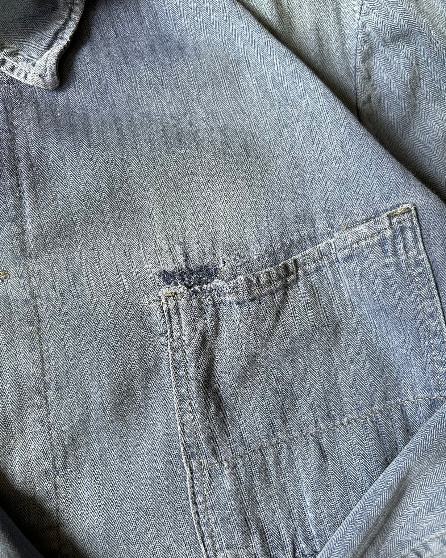 1970s - Distressed Faded Blue Euro Chore - M