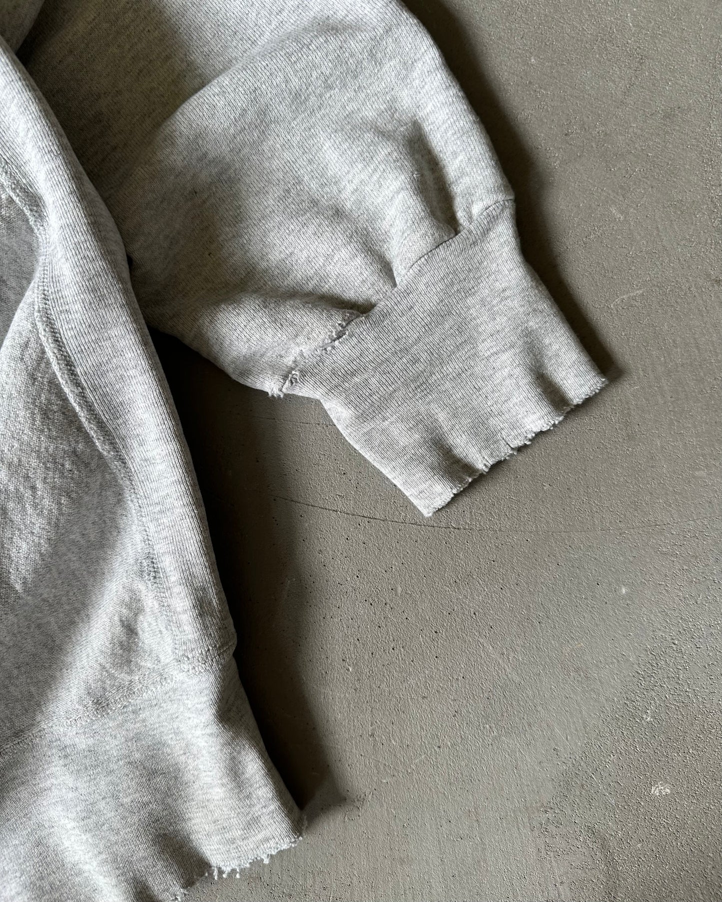 1980s - Distressed Heather Grey Monks Crewneck - L