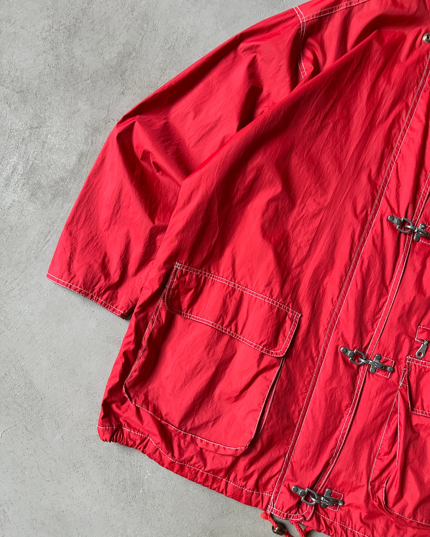 Années 90 - Veste légère de pompier en nylon rouge - S/M