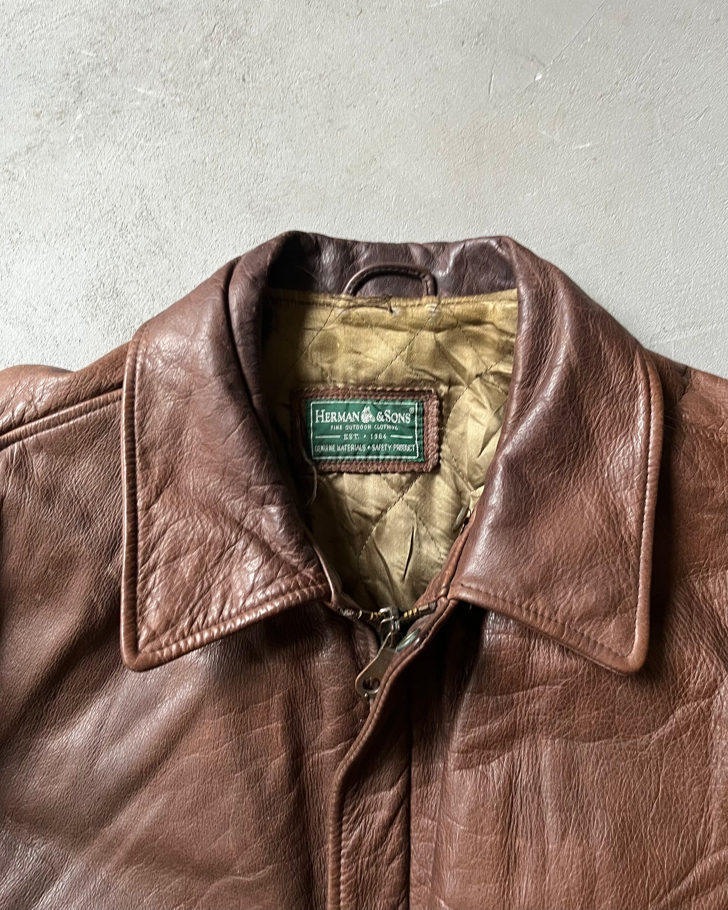 1990s - Brown Aviator Leather Jacket - L