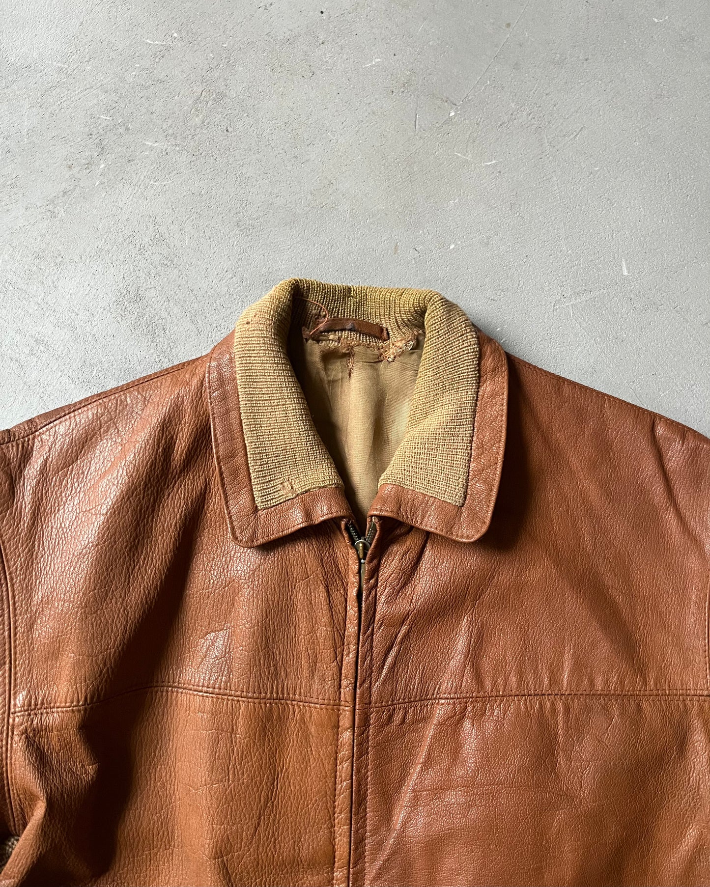 1950s - Cognac Euro Leather Jacket - M/L
