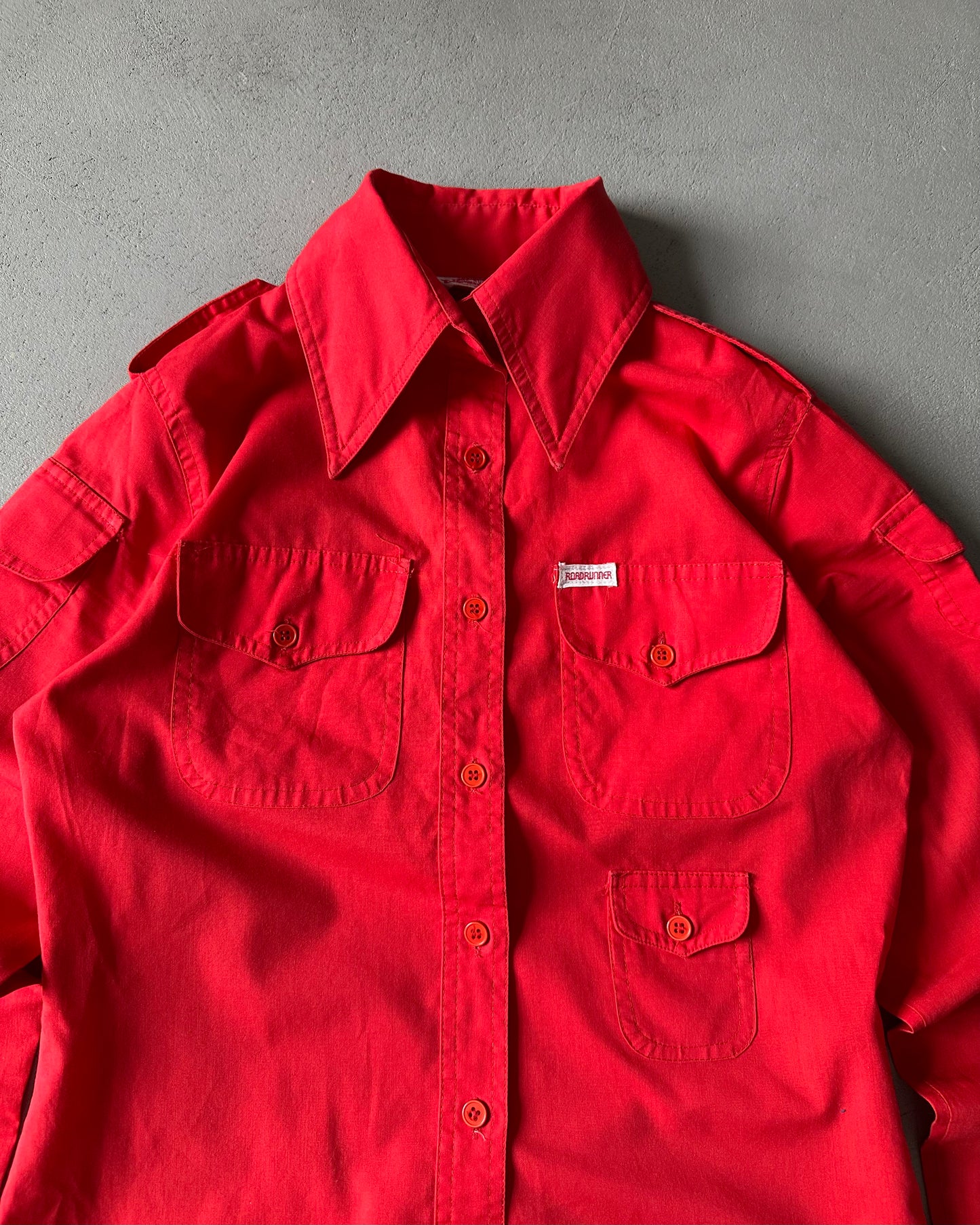 1970s - Red Road Runner Multi Pocket Women's Shirt - (W)XS