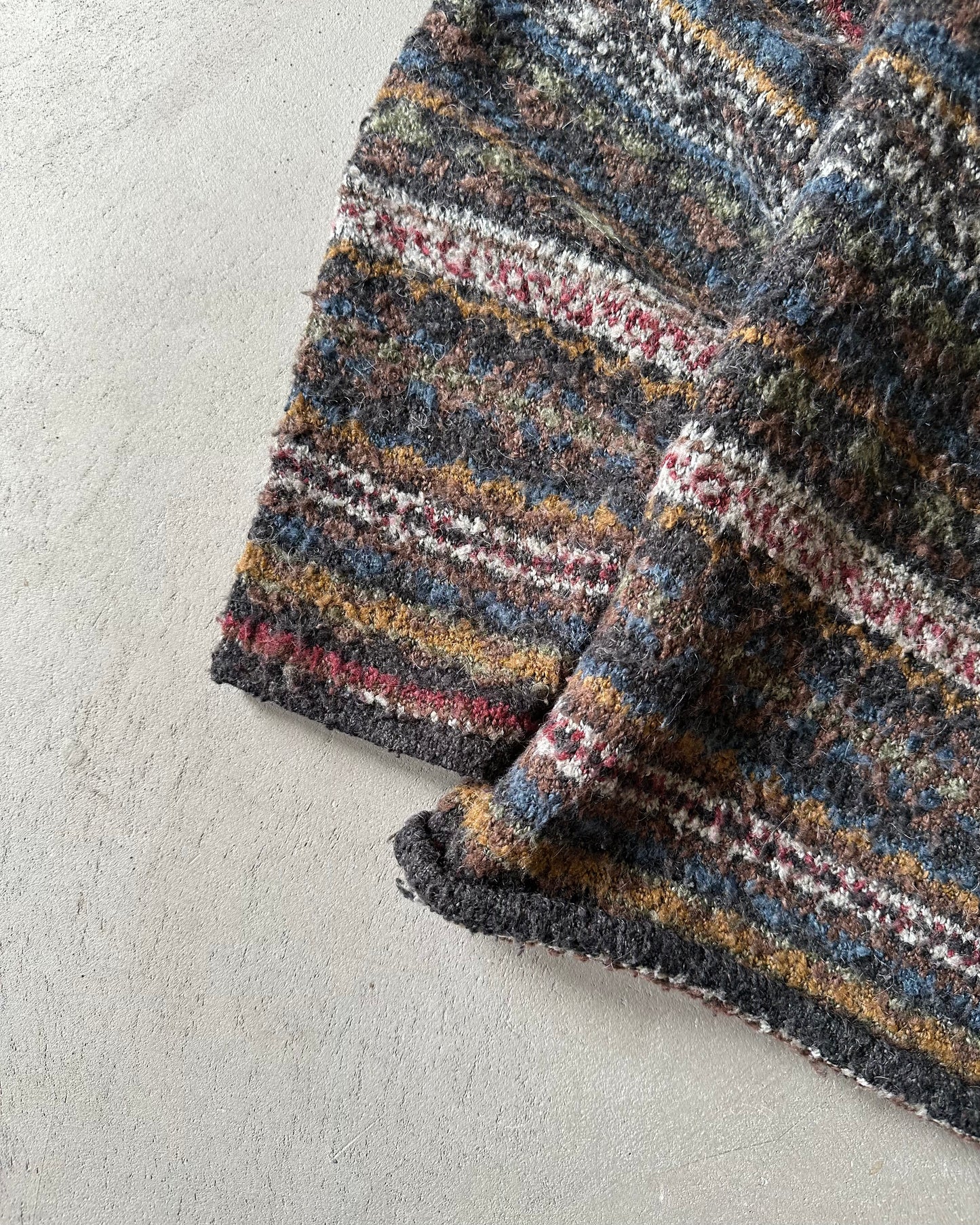 1990s - Charcoal/Multi 1/4-Zip Knitted Sweater - M