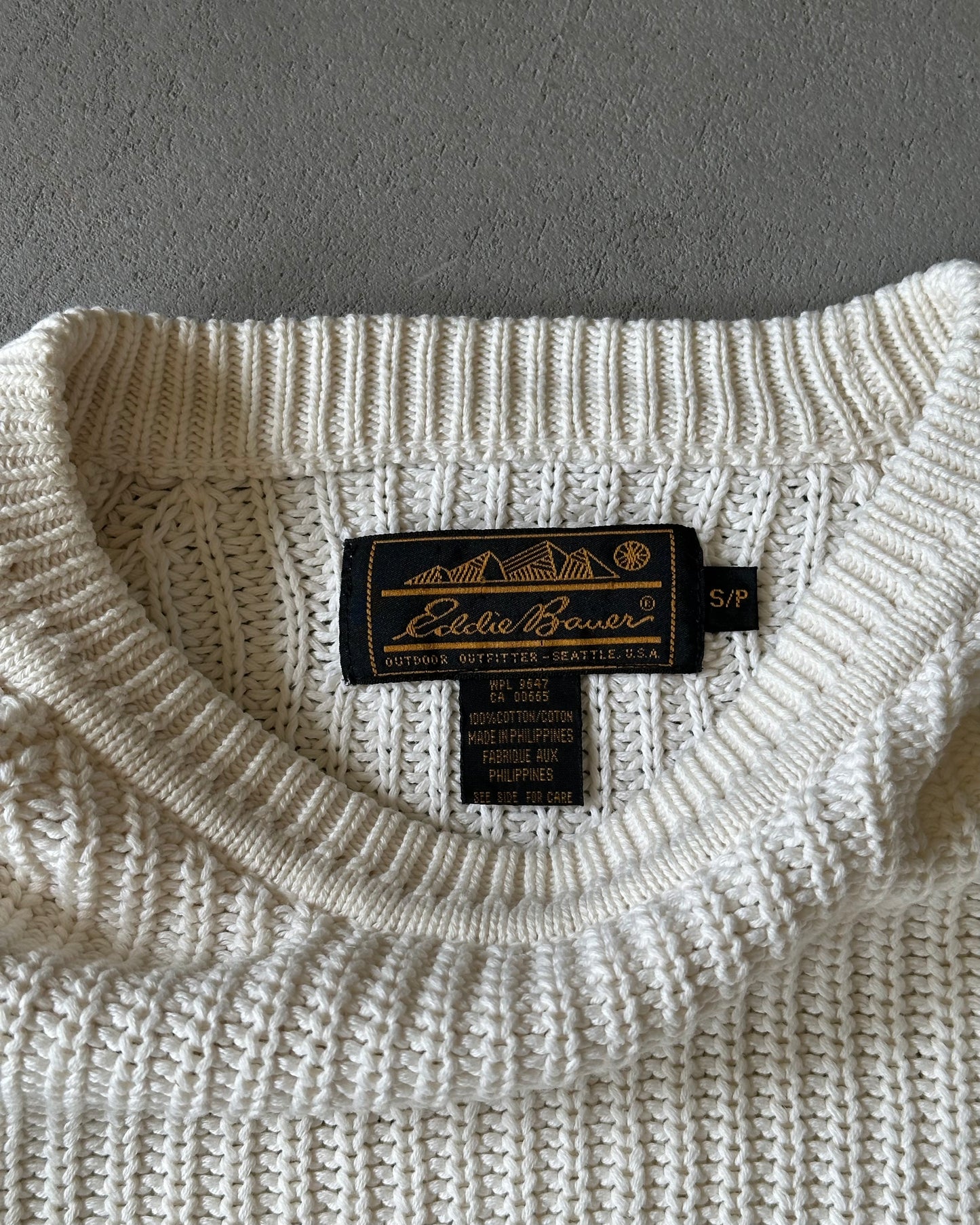 1990s - Cream Eddie Bauer Knitted Sweater - S