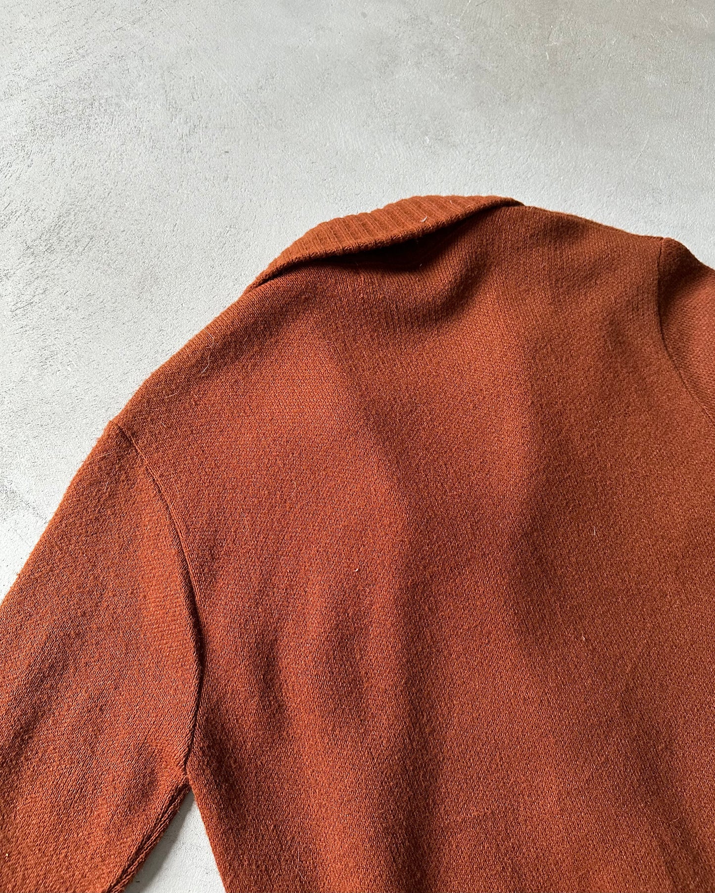 1970s - Burnt Orange Western Shawl Cardigan - L