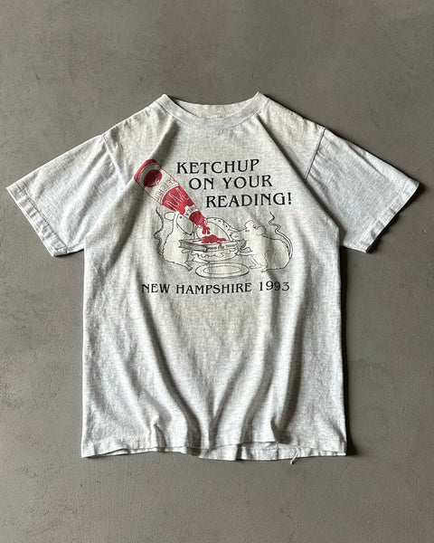 1990s - Ash Grey "Ketchup On Your Reading!" T-Shirt - S/M